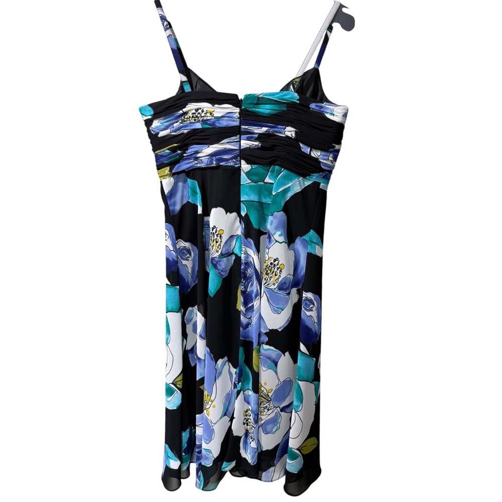 Jones Wear Dress Size 6 Black Blue Floral Empire Waist Sleeveless Cocktail Party - Picture 6 of 8